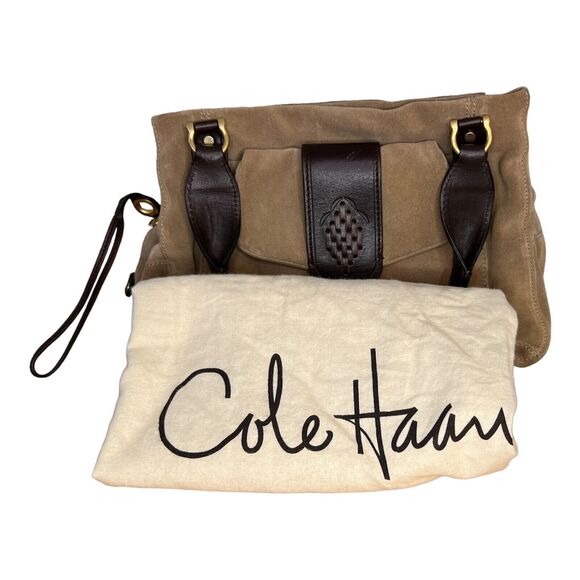 Cole Haan Rare Madelyn Brown Suede Leather Hobo Satchel Shoulder Bag Magnetic - Picture 10 of 10